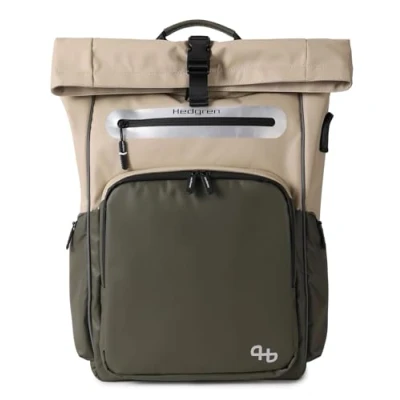 Image of Hedgren Hub Unisex Bag, Beige/Olive Green, L, Casual