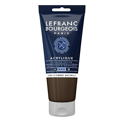 Image of Lefranc &amp; Bourgeois 300428 Fine Aycrl Paint 80ml Tube, Highly Pigmented Good Coverage Cream, Homogeneous Texture, Raw Umber