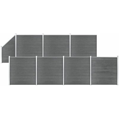 Image of vidaXL WPC Fence Set 7 Square + 1 Slanted 1311x186 cm Grey