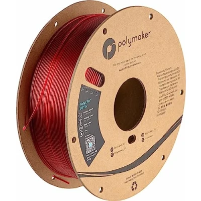 Image of Polymaker PETG Filament 1.75mm, 1kg Strong Translucent Red Cardboard Spool PolyLite 1.75mm 3D Printer Filament, Print with Most Printers Using Filaments