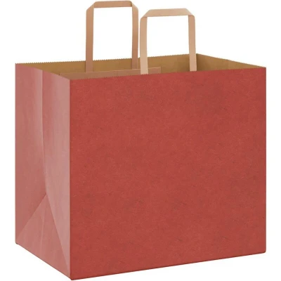 Image of vidaXL Paper Bags 50 pcs with Handles Red 32x22x28 cm