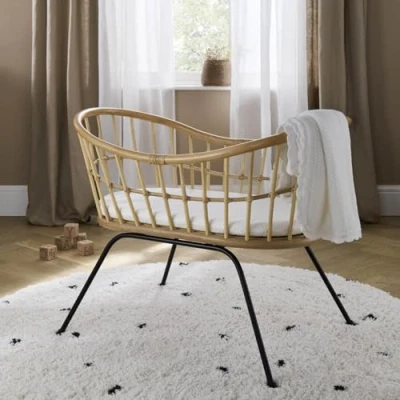 Image of CuddleCo Aria Wave Rattan Crib