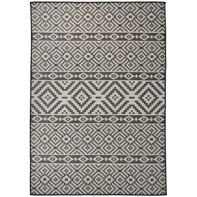 Image of vidaXL Outdoor Flatweave Rug 140x200 cm Black Stripes