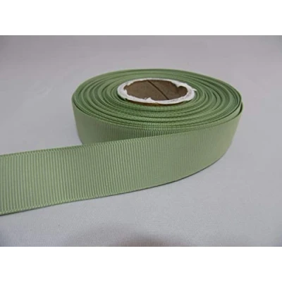 Image of 2 metres of 22mm Grosgrain Ribbed Ribbon Moss Dusky Sage Green Double Sided 22 mm 2.2cm