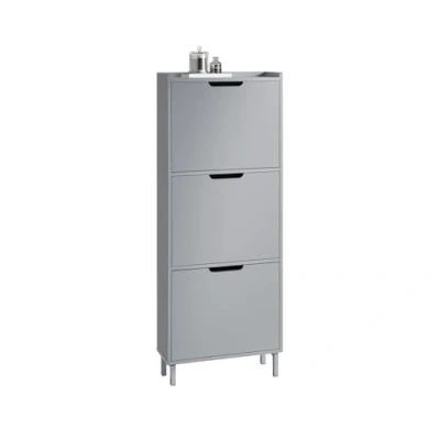 Image of SoBuy 3 Flip drawers Shoe Cabinet Rack Storage Cupboard Organizer Unit Grey W50 x D19 H129cm FSR151 H HG