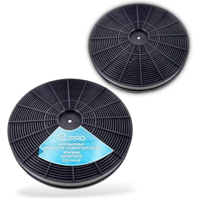 Image of DL pro Carbon Filters for AEG Electrolux, Whirlpool, Indesit, Miele, Faber Cooker Hood EFF54, 2 Pieces, Round, 34 mm Height, 233 Diameter