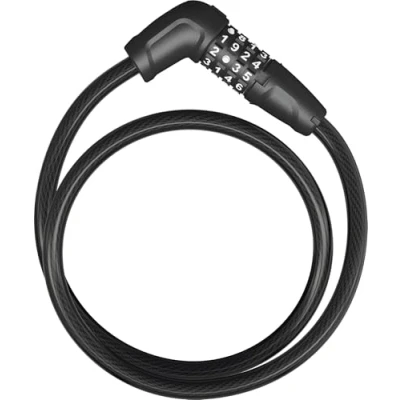 Image of ABUS cable lock Tresor 6412C + SCMU holder Combination lock, individually adjustable Steel with plastic coating security level 4 85 cm, black