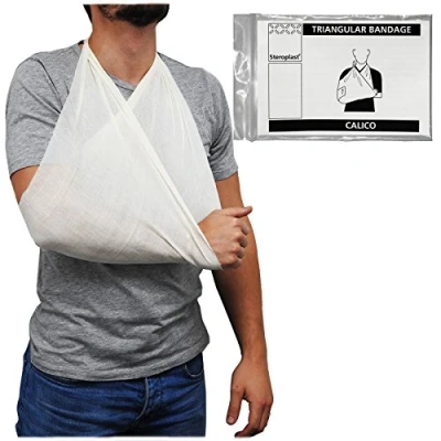 Image of Steroplast Calico Cotton Triangular Arm Sling Shoulder Support Bandage Dressing, 90cm x 127cm 1 Pack