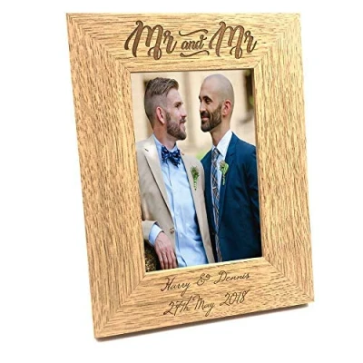 Image of ukgiftstoreonline Personalised Engraved Mr and Wooden Photo Frame Wedding Gift (4 x 6 Inch)
