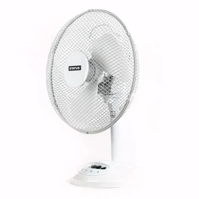 Image of Status 12&quot; White Desk Fan Oscillating 3 Speed Settings