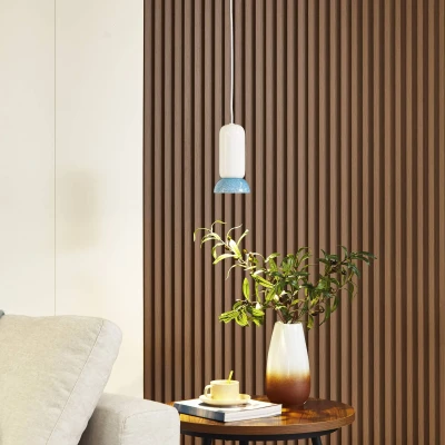 Image of Lindby pendant light Kerimi, cream/blue, 1 bulb