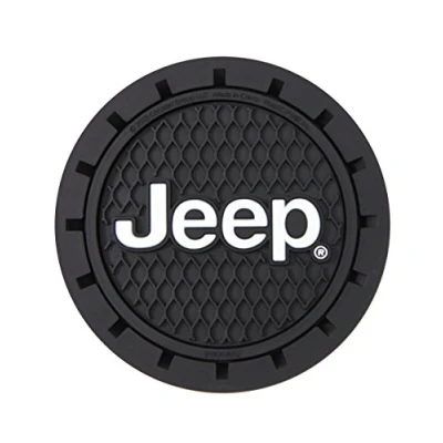 Image of Plasticolor 000652R01 Jeep Logo Auto Car Truck SUV Cup Holder Coaster 2 Pack, Black