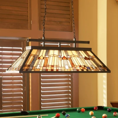 Image of Inglenook 3 Light Tiffany Ceiling Pendant Island Chandelier Bronze, E27