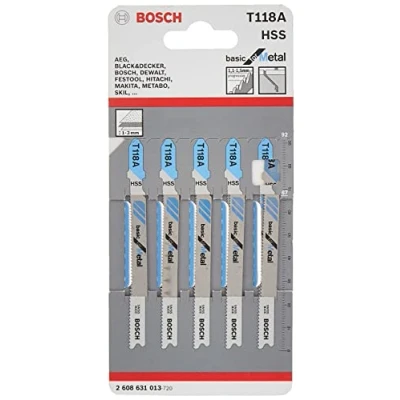 Image of Bosch Professional 5x Jigsaw Blade T 118 AF Flexible for Metal (for Steel sheets, Accessories Jigsaw)