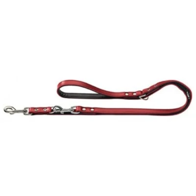Image of HUNTER Nickel Plated Split Leather Basic Training Lead Rope, 13 x 200 cm, Medium, Red/Nappa Black