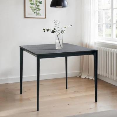 Image of Julian Bowen Miami Square Stone Top Dining Table Slate Grey, 76 x 80