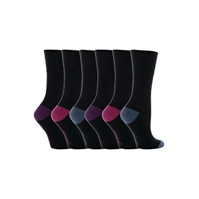 Image of Gentle Grip 6 Pairs of Cotton Rich Everyday Ladies Non Elastic Socks Soft Top (4 8 UK, GG11)