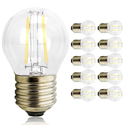 Image of 2W LED Globe Light Bulb Filament Bulb, G45 Clear Glass Shape, E27 Lamp Daylight Cool White 6000 6500K 180LM, 25W Incandescent Replacement, 10 Pack
