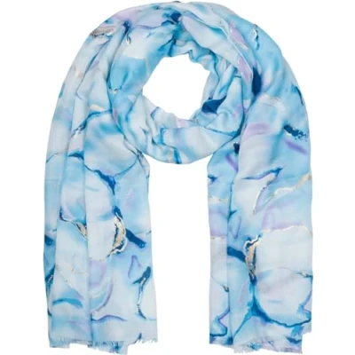 Image of styleBREAKER women&#039;s scarf with watercolor marble pattern and metallic accents, lightweight cloth in pastel tones, stole 01016229, Colour:Light Blue