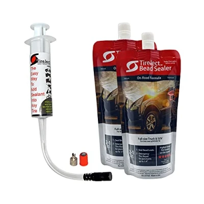 Image of TireJect Automotive Full Size Truck/SUV 2 in 1 Tire Sealant &amp; Bead Sealer Kit (2 Pack with Injector)