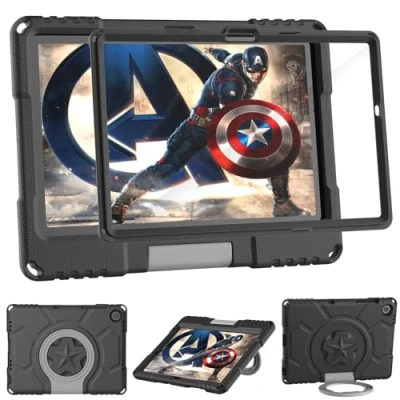 Image of Kids Case for Samsung Galaxy Tab A9 Plus 11 inch 2023 with Screen Protector, Mansiruyi Shockproof A9+ Tablet Handle Stand (SM X210/X216/X218) Black