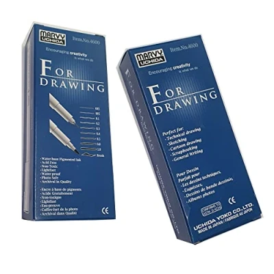 Image of Marvy Uchida. Fine Line Black 1mm Archival Quality Drawaing Pens. Box of 12.
