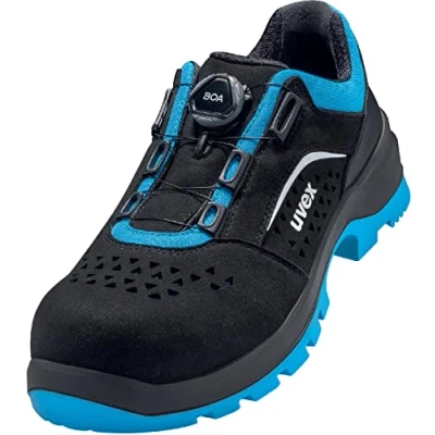 Image of Uvex 2 xenova Low Shoes with BOA Fit System, Safety S1 P SRC Work for Men and Women, Black/Blue, Size 38