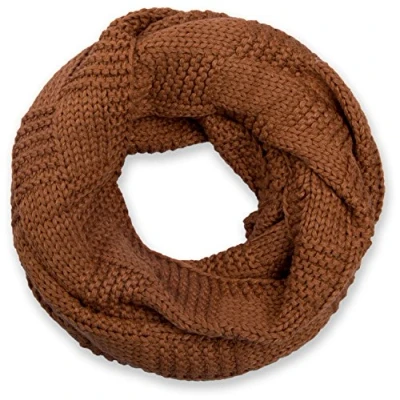 Image of styleBREAKER knit loop scarf with patent pattern, single colour fine snood, winter scarf, unisex 01018152, Colour:Cognac