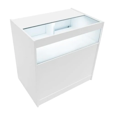 Image of White Shop Counter led Light b 900mm Lockable Sliding Doors 2