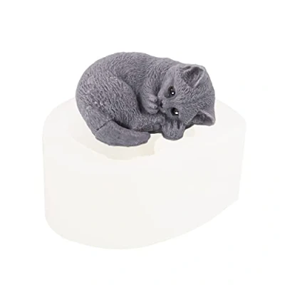 Image of JS MOLD Silicone Mould Animals 3D, Cat Shape Soap Mould, Animal Casting Moulds, Dog Candle Epoxy Resin Moulds for Cakes, Soaps, Fondant, Cake Decoration (3#)