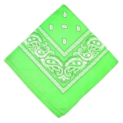 Image of The Tie Co Bandana 100% Cotton Head Wrap Bandanna New Paisley Summer Scarf Light Bright Green