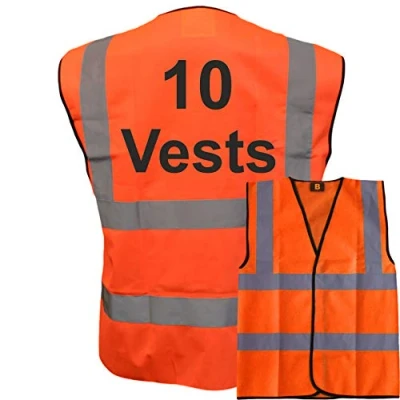 Image of 10 Orange Hi Vis Safety Vests, Conforms to EN20471, Bulk Discounts, Brook Vest