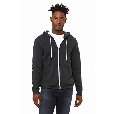 Image of Mens Poly Cotton Fleece Full Zip Hoodie (BC3739) DTG Dark G S