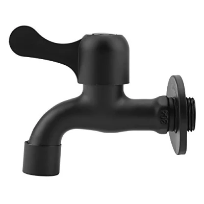 Image of Stainless Steel Tap Wall Mount Garden Washable Mop Pool Washing Machine Black Faucet