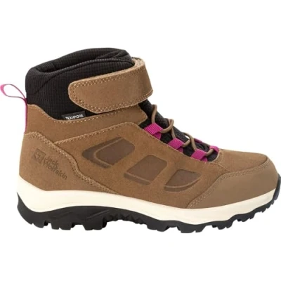 Image of Jack Wolfskin Unisex Vojo Lt Texapore Mid K Walking Shoe, Brown/Pink, 2.5 UK