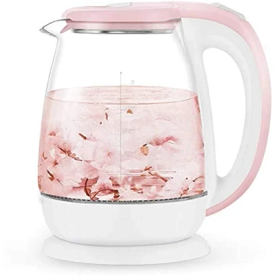 Image of MDRBB Kettles,Glass Electric Kettle,Eco Water Kettle with Illuminated Led,Bpa Free Cordless Boiler Stainless Steel Inner Lid Bottom,Fast Boil Auto Off Dry Protection,1.8L 1500W/Pink