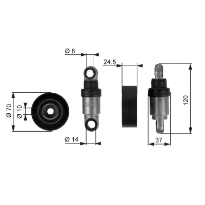 Image of T38071, T38221 Tensioner Pulley GATES FleetRunner Micro V Kit T38242 BMW: 3 Coupe, 5 Saloon, Saloon
