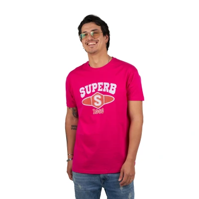 Image of Superb University SPRBCA 2201 Mens short sleeve round neck T shirt Pink Cotton Size 2XL