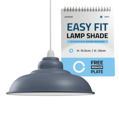 Image of LEDSone Industrial Ceiling Pendant Light Shades, Retro Vintage Style Curvy Shaped Lamp Shade for Lights (Grey)
