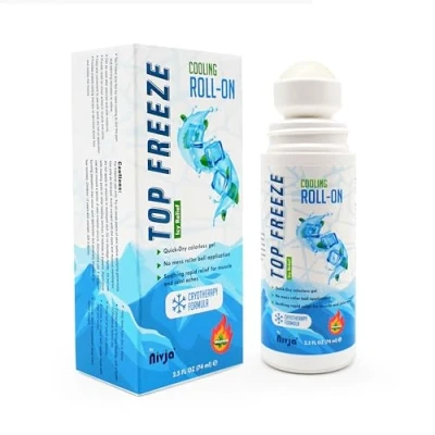 Image of Nivja TopFreeze Cooling Gel Roll On 74ml, with Menthol &amp; Pepper Fast Acting Muscle Joint Massage Relief for Sprain, Back Pain ICY Recovery Acupressure Massager, Rub