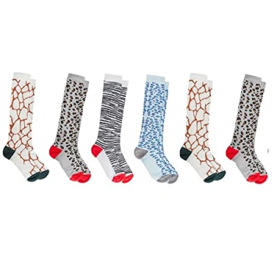 Image of Sock Stack Womens Lycra Design Wellington Socks Welly Boot Knee High Cotton Rich Breathable, 4 7 For Ladies, Animal Print