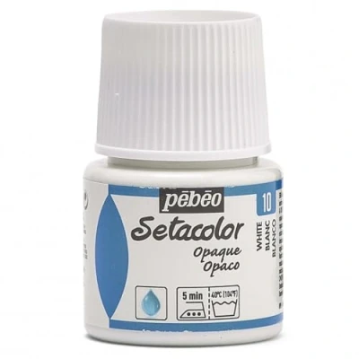 Image of PEBEO 295 010 Setacolor Opaque Watercolour Fabric Paint Bottle, Titanium White, 45 Milliliter