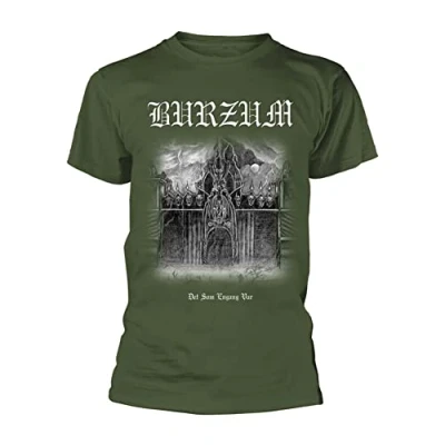 Image of Burzum T Shirt Det Som Engang Band Logo VAR Official Mens Green L