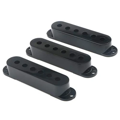 Image of Unxuey Black 3pcs Electric Guitar Pickup Cover 48/50/52mm Single Coil 6 Hole for Fender Stratocaster Strat ST Replacement Parts