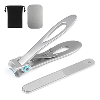 Image of URAQT Large Nail Clippers for Thick Nails, Strong Toenail Clipper with File Set, Heavy Duty Stainless Steel Cutter Metal Case Men and Women