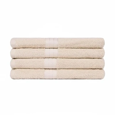 Image of Brentfords Large Bathroom Towels 100% Cotton Shower Towel Bath Sheet Quick Drying Towels, Super Absorbent, Beige 70cm x 115cm Set of 2