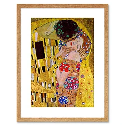Image of Wee Blue Coo Klimt The Kiss Old Master Painting Reproduction Framed Wall Art Print