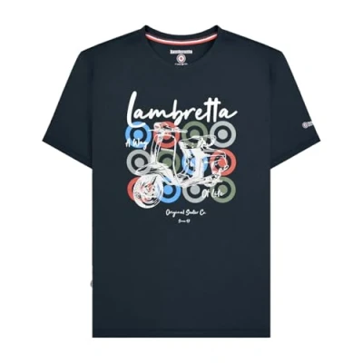 Image of Lambretta Mens Scooter Brand Short Sleeve T Shirt Navy 4XL