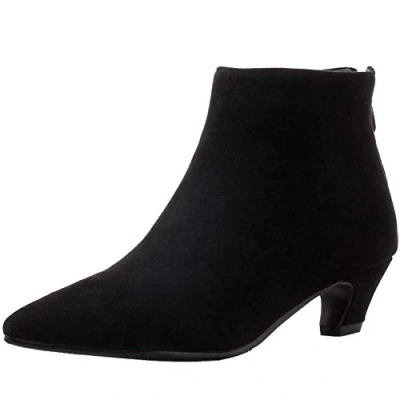 Image of Onewus Women Ankle Chelsea Boots with Kitten Heel Black