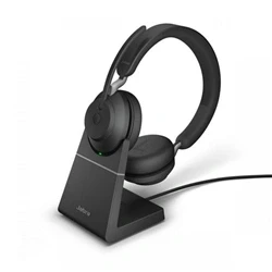 Image of Jabra Evolve2 65 Wireless PC Headset With Charging Stand Noise Cancelling Microsoft Teams Certified Stereo Headphones Long Lasting Battery USB C Bluetooth Adapter Black